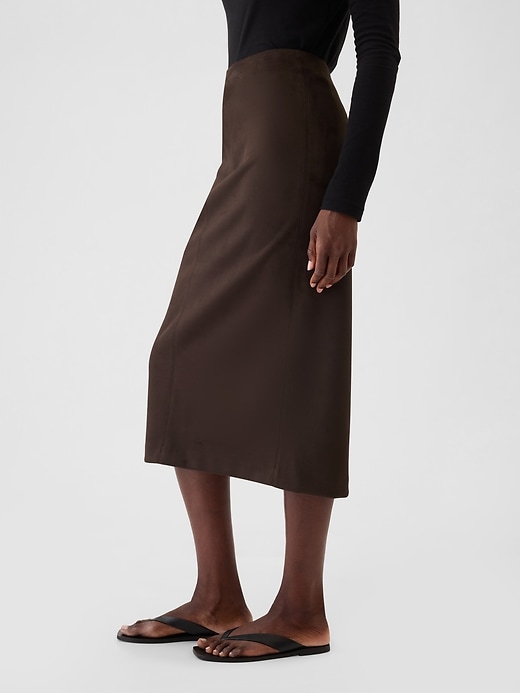 Image number 3 showing, Vegan Suede Midi Skirt