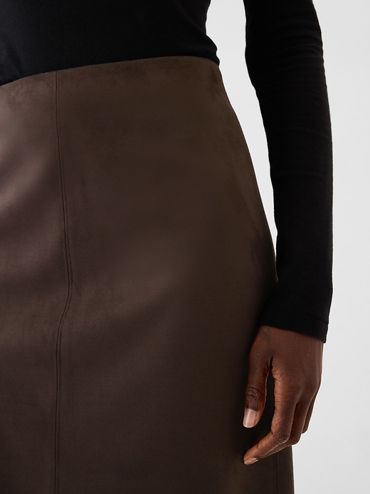 Image number 4 showing, Vegan Suede Midi Skirt