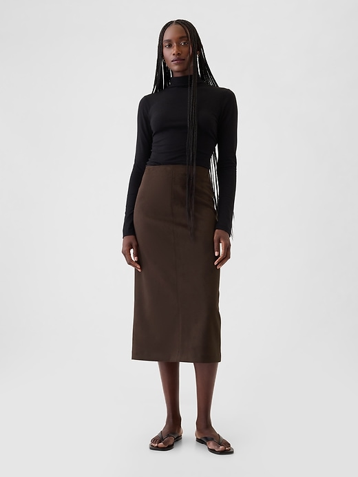 Image number 1 showing, Vegan Suede Midi Skirt