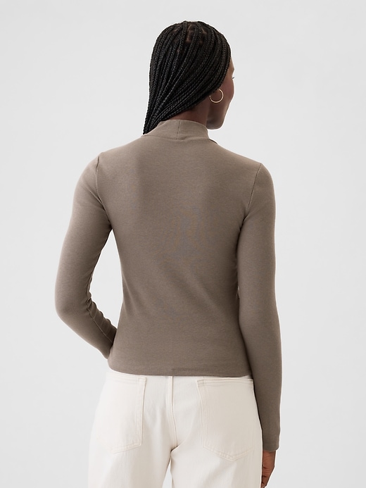 Image number 2 showing, Modern Rib Cropped Mockneck Shirt