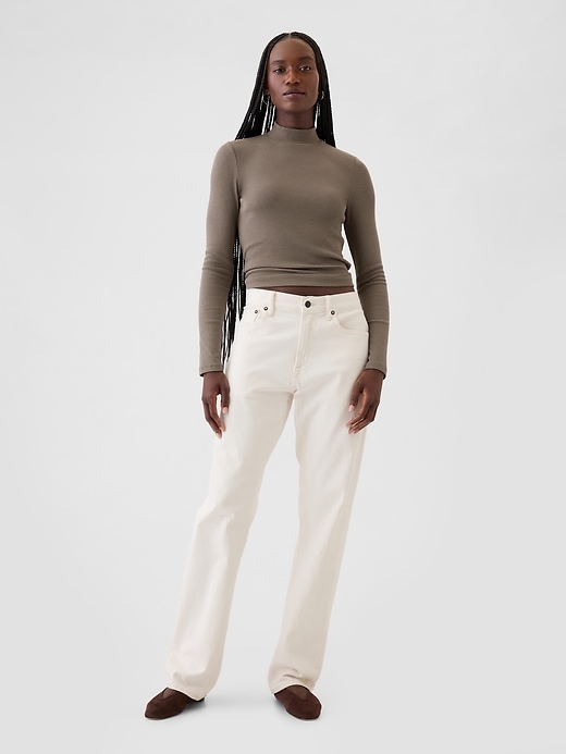 Image number 3 showing, Modern Rib Cropped Mockneck Shirt