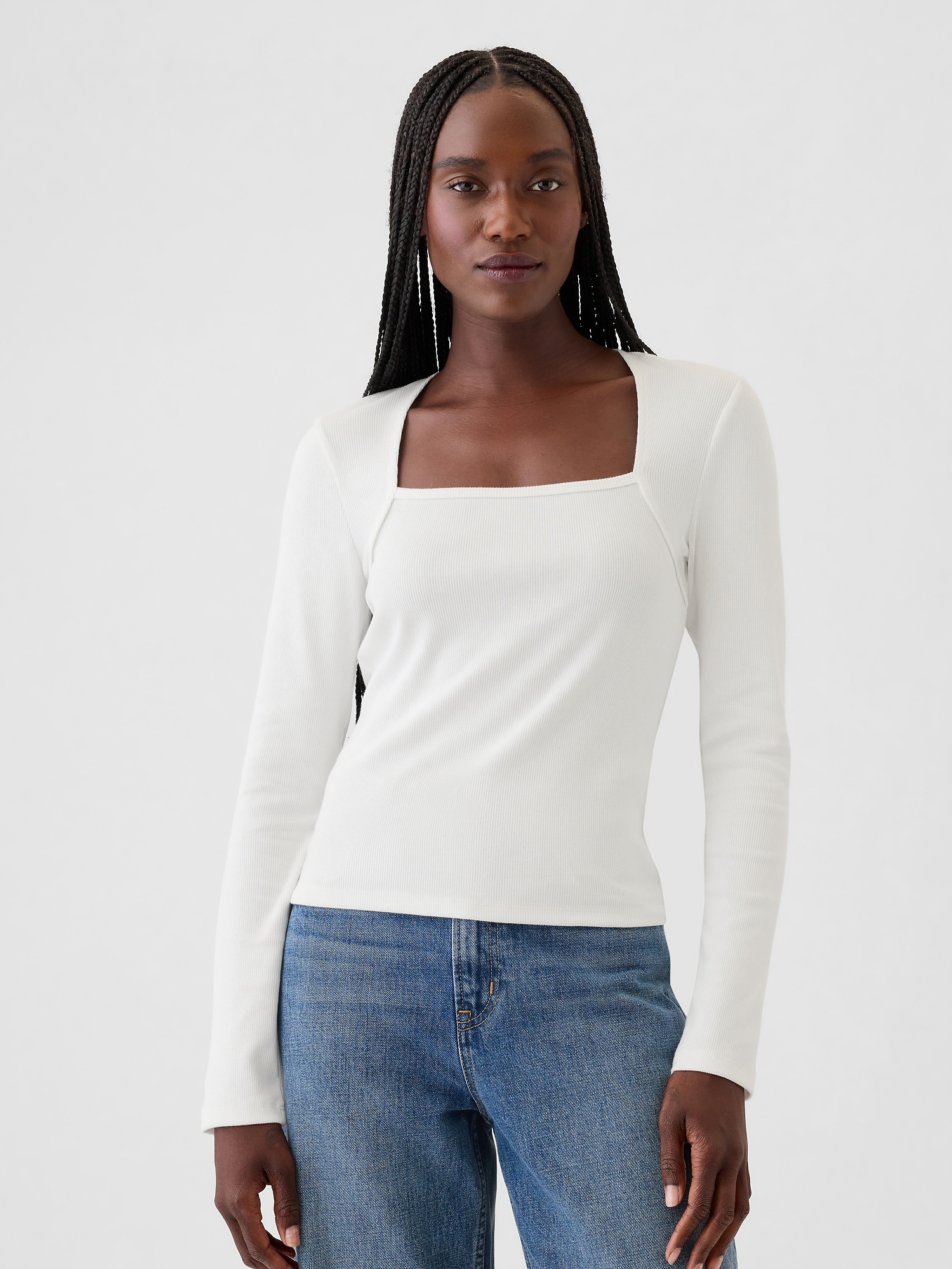 Modern Rib Square-Neck Top