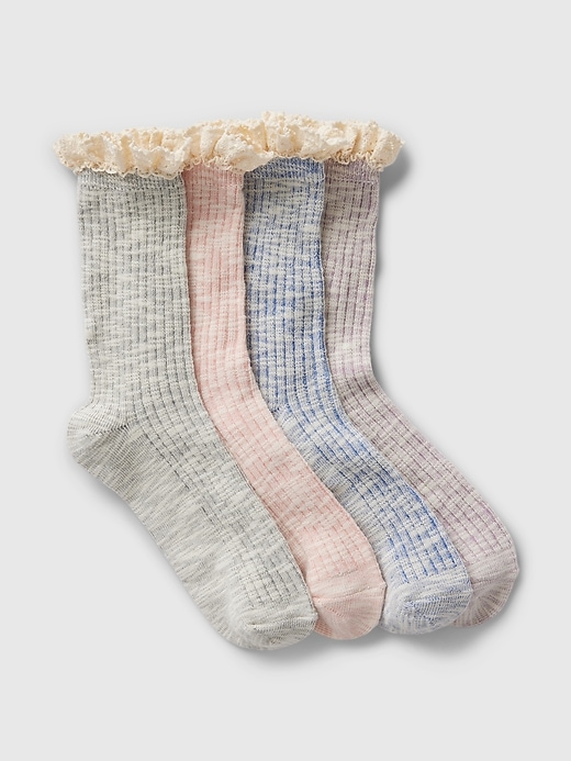 View large product image 1 of 1. Kids Ruffle Crew Socks (4-Pack)