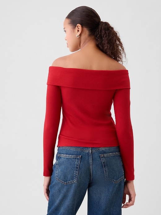 Image number 2 showing, Modern Rib Off-Shoulder Cropped Top