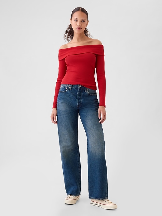 Image number 3 showing, Modern Rib Off-Shoulder Cropped Top