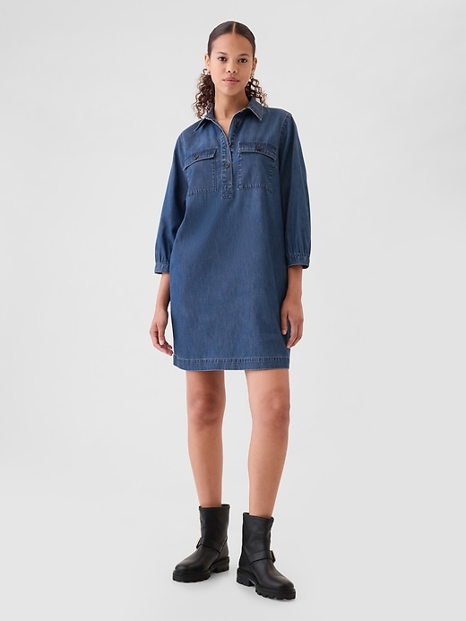 Image number 1 showing, Denim Utility Mini Shirtdress