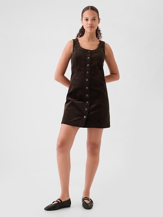 Image number 1 showing, Corduroy Button Mini Dress