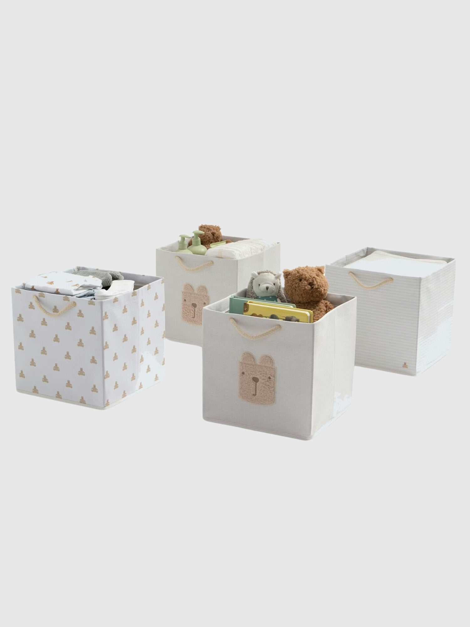 babyGap 4 Pack Brannan Bear Fabric Storage Bins with Handles - Beige