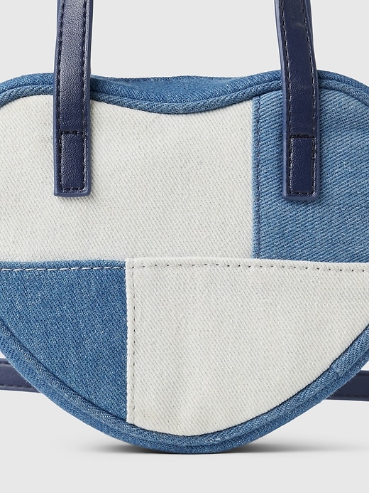 Image number 3 showing, Kids Patchwork Denim Heart Bag