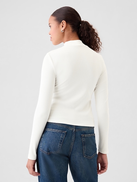 Image number 2 showing, Modern Rib Cropped Mockneck Shirt