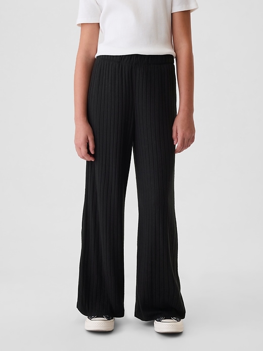 Image number 3 showing, Kids Softspun Rib Wide-Leg Pants