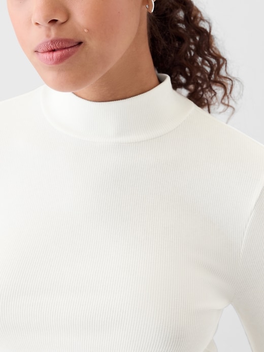 Image number 4 showing, Modern Rib Cropped Mockneck Shirt