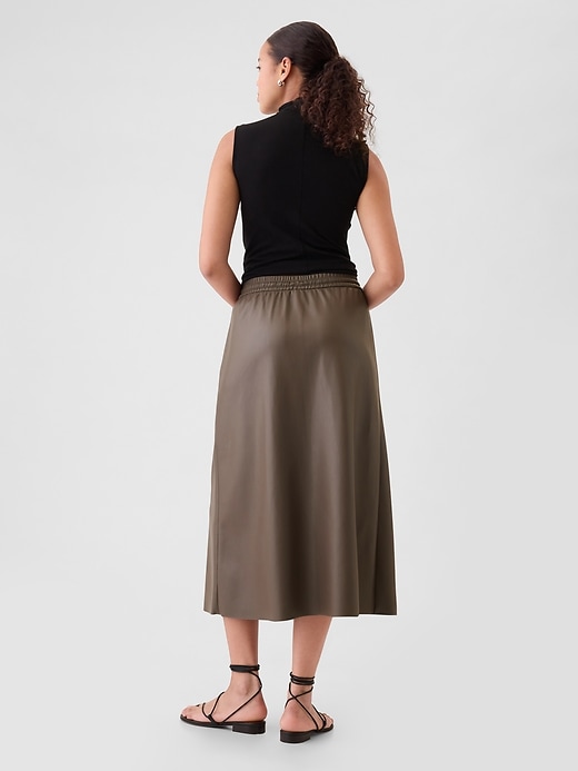 Image number 2 showing, Vegan Leather Midi Skirt