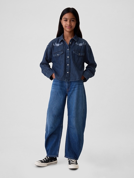 Image number 3 showing, Kids Oversized Denim Western Shirt