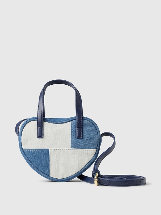 Image number 1 showing, Kids Patchwork Denim Heart Bag