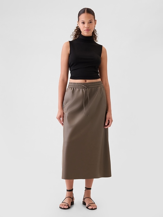 Image number 1 showing, Vegan Leather Midi Skirt