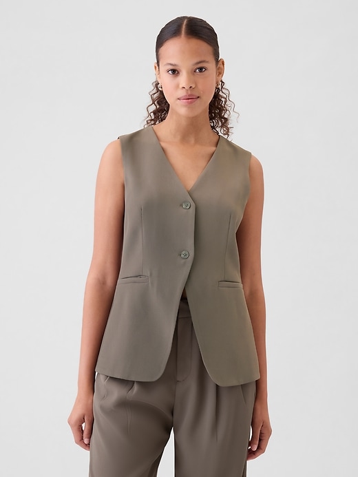 Image number 1 showing, Longline Twill Vest