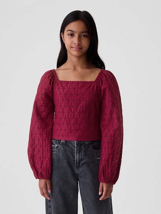 Image number 1 showing, Kids Cropped Puff Sleeve Shirt