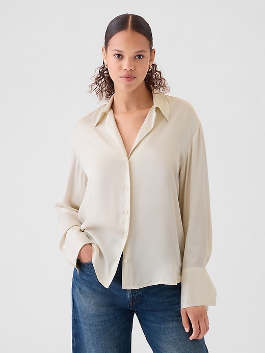 Image number 1 showing, Satin Relaxed Shirt