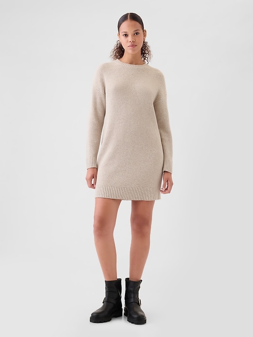 Image number 1 showing, CashSoft Shaker-Stitch Mini Sweater Dress