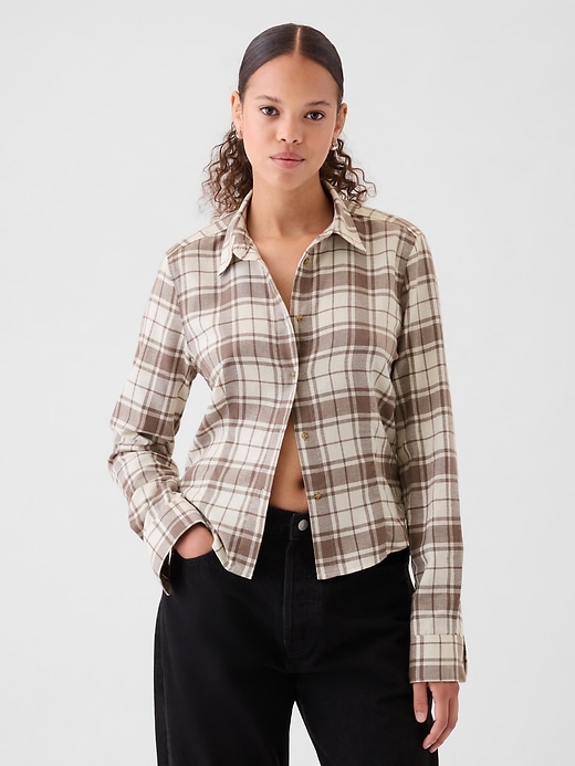 Image number 1 showing, Cropped Flannel Shirt