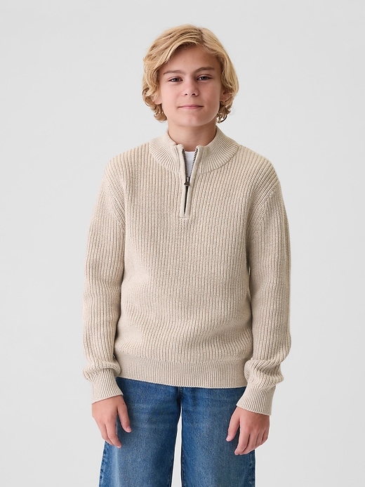 Image number 1 showing, Kids Shaker-Stitch Quarter-Zip Sweater