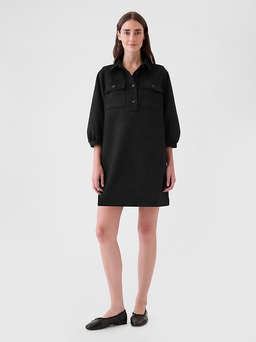 Image number 1 showing, Vegan Suede Shift Mini Dress