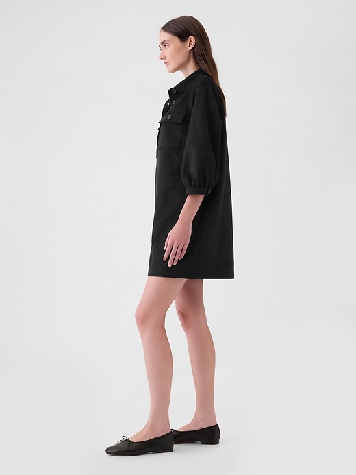 Image number 3 showing, Vegan Suede Shift Mini Dress