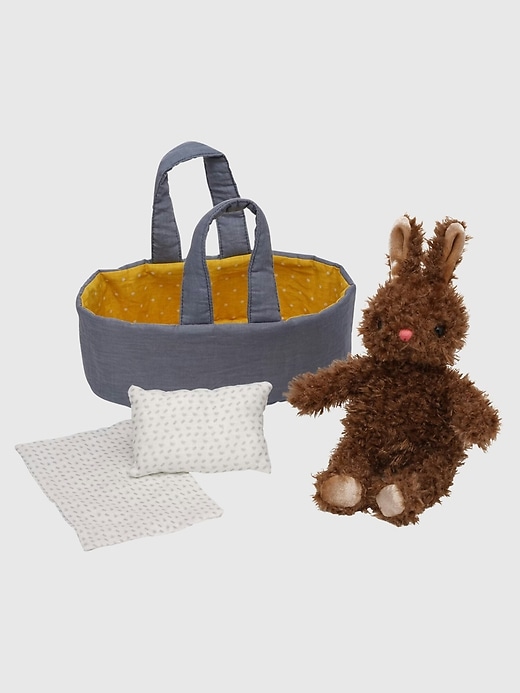 Image number 4 showing, Moppettes Beau Bunny Stuffed Animal Bassinet and Pillow