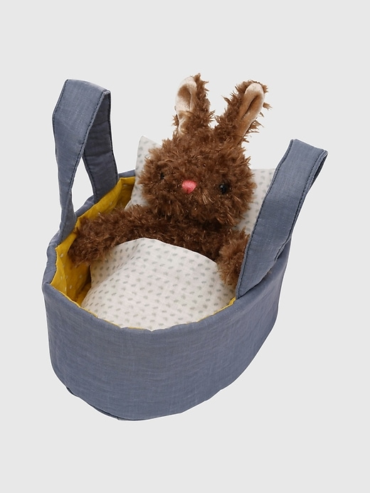 Image number 1 showing, Moppettes Beau Bunny Stuffed Animal Bassinet and Pillow