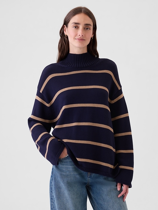 Image number 1 showing, Oversized Split-Hem Mockneck Sweater