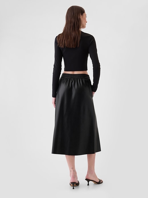 Image number 2 showing, Vegan Leather Midi Skirt