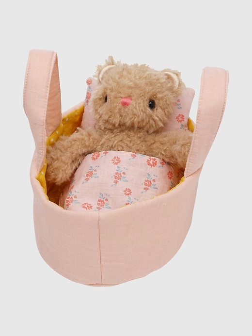 Image number 4 showing, Moppettes Bea Bear Stuffed Animal with Bassinet and Blanket Pillow