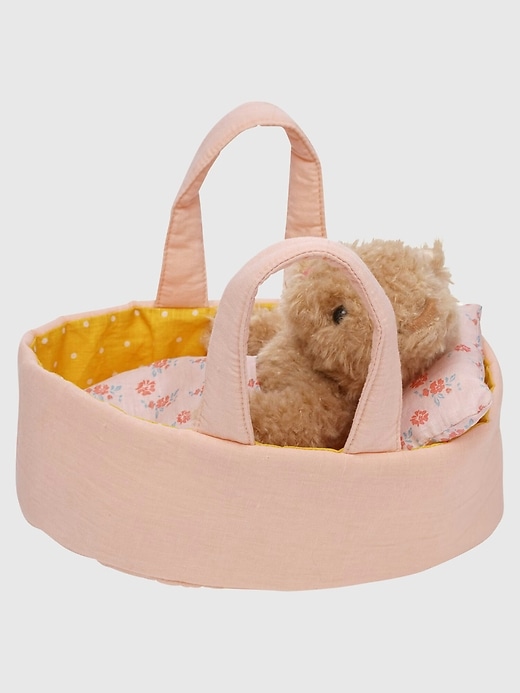 Image number 2 showing, Moppettes Bea Bear Stuffed Animal with Bassinet and Blanket Pillow