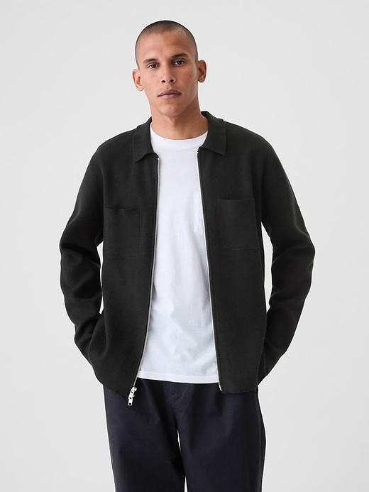 Image number 1 showing, Relaxed Full-Zip Knit Blazer