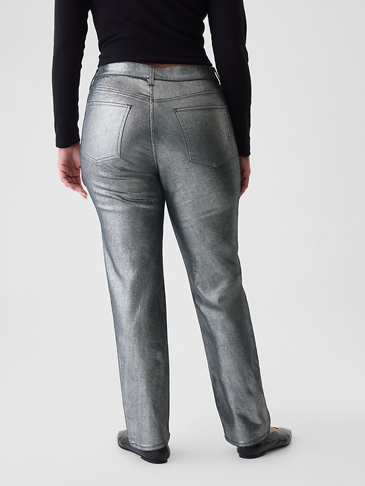 Image number 6 showing, High Rise Metallic &#39;90s Straight Jeans