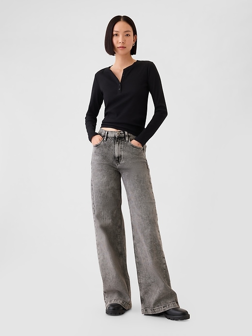 Image number 1 showing, High Rise Stride Wide-Leg Jeans