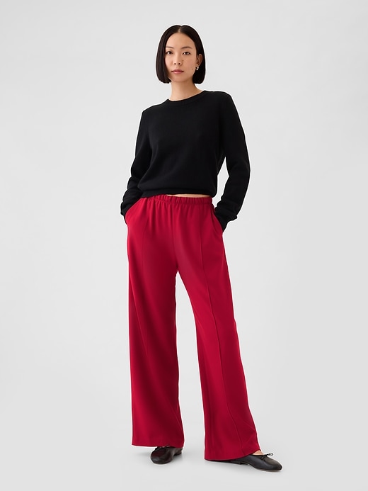 Image number 1 showing, Wide-Leg Seamed Pull-On Pants