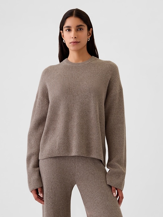 Image number 1 showing, CashSoft Shaker-Stitch Crewneck Sweater