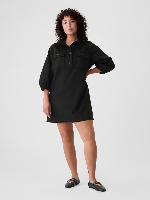 Image number 5 showing, Vegan Suede Shift Mini Dress