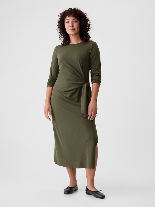 Image number 5 showing, Modern Rib Tie-Knot Midi Dress