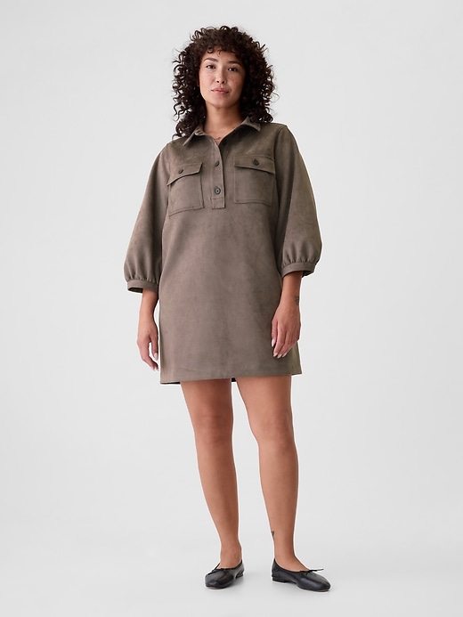 Image number 5 showing, Vegan Suede Shift Mini Dress