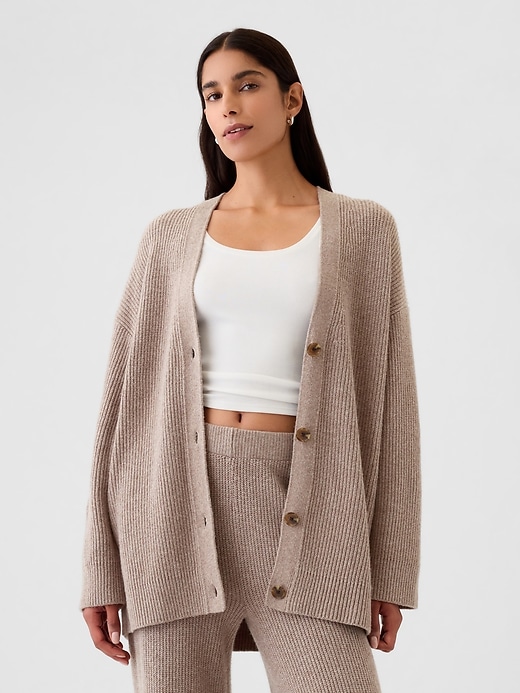 Image number 1 showing, CashSoft Shaker-Stitch Boyfriend Cardigan