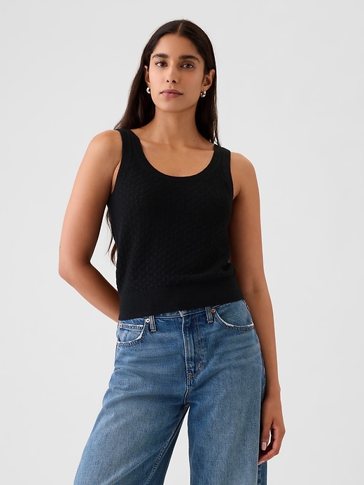 Image number 1 showing, Cropped Pointelle Sweater Tank