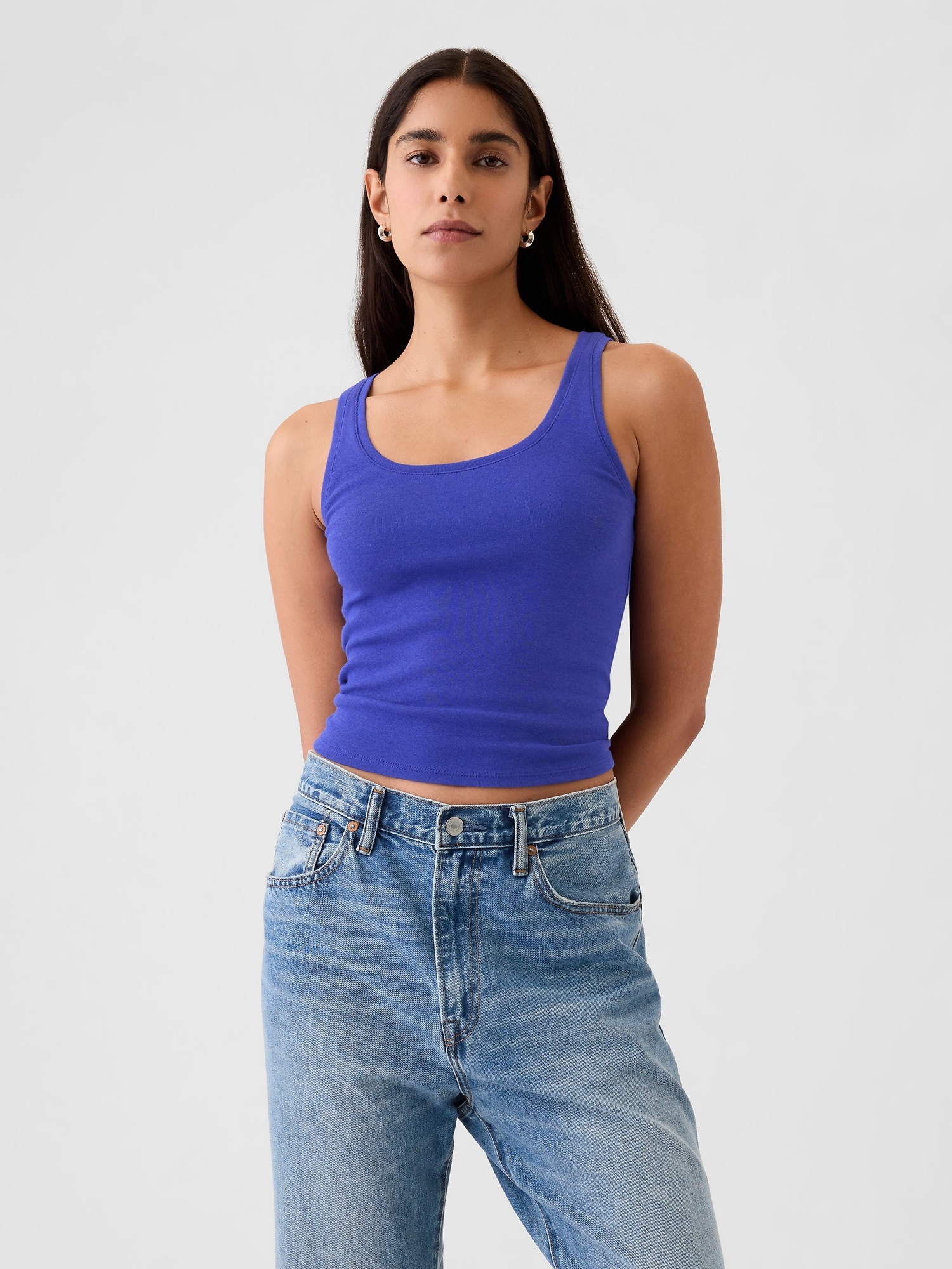 Modern Cropped Tank Top - Blue