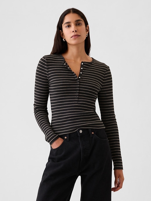 Image number 1 showing, Modern Rib Henley T-Shirt