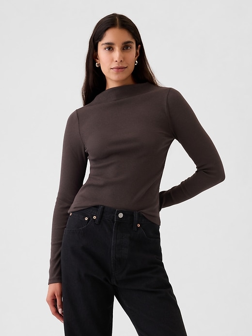 Image number 1 showing, Modern Rib Funnel-Neck T-Shirt