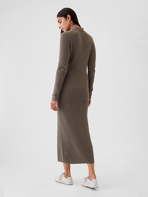 Image number 2 showing, CashSoft Rib Midi Polo Sweater Dress