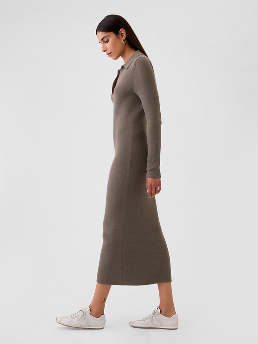 Image number 3 showing, CashSoft Rib Midi Polo Sweater Dress