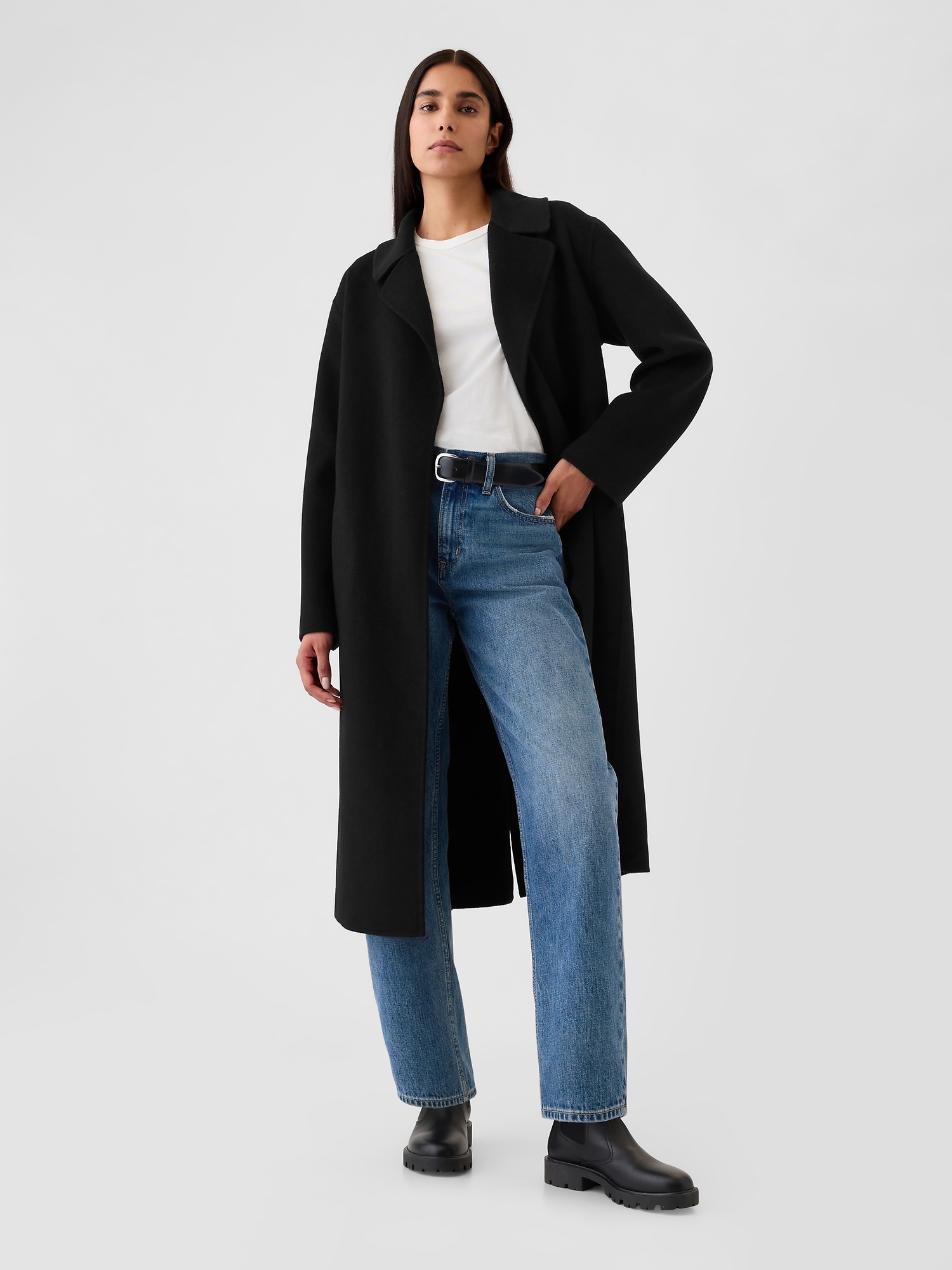 Belted Double Faced Wool Coat Gap